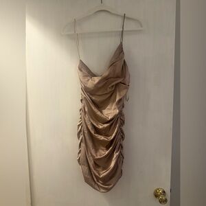 DO+BE Ruched Mini Dress in Champagne